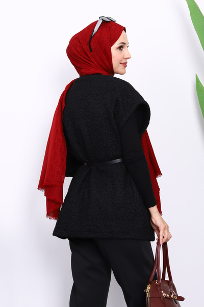 İmajButik Black Orchid Vest with Waist Belt