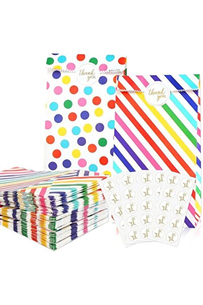 Generic 77koiminide Party Favor Bags, 32 Pcs Party Favor Paper Bags with 40 Pcs Stickers, Paper Goodie Bags