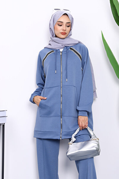 İmajButik Індіго Туніка на блискавці з модальними брюками