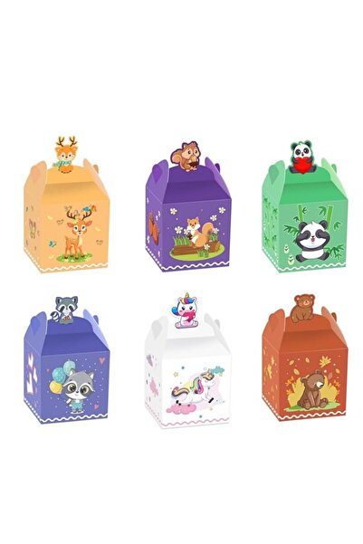 Generic COSFAN 12 Pcs Jungle Safari Animal Party Favor Boxes,Jungle Birthday Party Square Candy Boxes,Safar