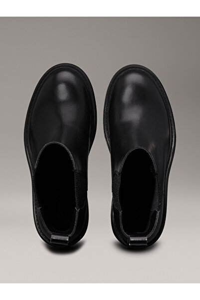 Calvin Klein Leather Chunky Heeled Chelsea Boots