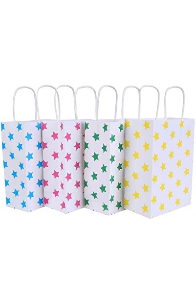 Generic My Party Time 24 Pieces Kraft Paper Favor Bags with handle Assorted Colors (Star)