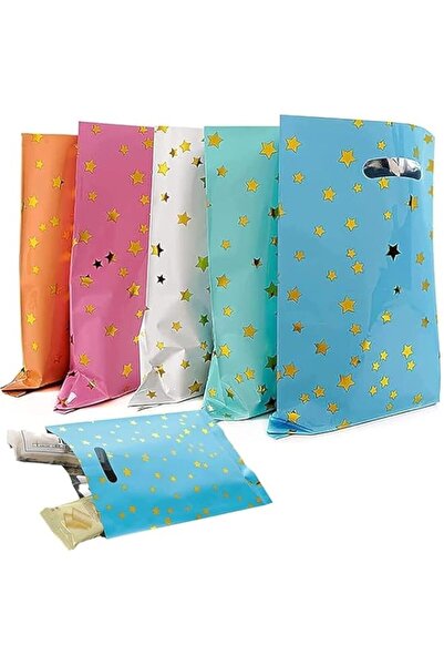 Generic ChicAbode 50 Pcs Kids Party Favor Bags, 5 Colors Plastic Goodie Treat Bags for Birthday, Baby Showe