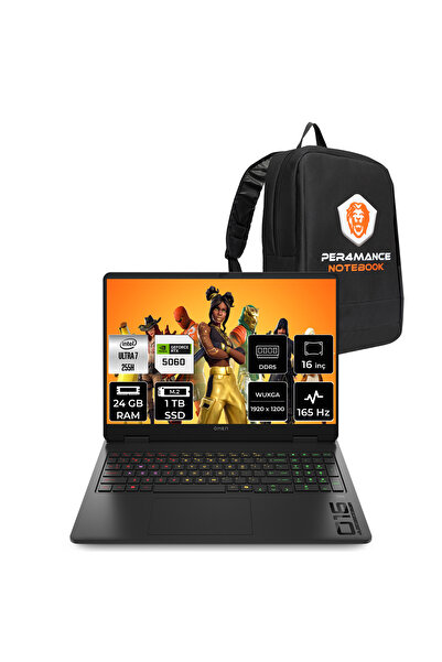 HP Omen 16 Ultra 7 255H 24GB 1TB SSD RTX5060/8GB 115W 16" FHD+ 165Hz FDOS Gam...