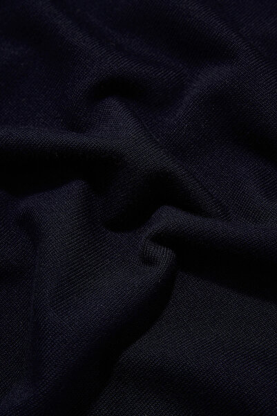 W Collection Dark Blue Polo Collar Long Sleeve Sweater