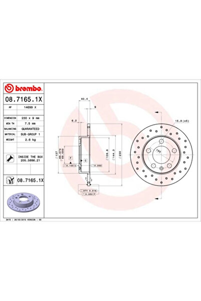 Brembo Set Discuri Frana Audi A1/A3/Tt Seat Cordoba/Ibiza 4/Toledo 2 1995-2022