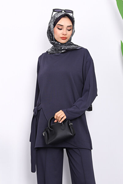 İmajButik Anthracite Side Belted Trouser Suit