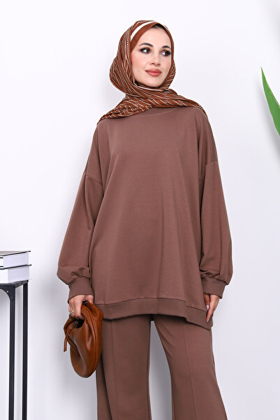 İmajButik Καφέ Σετ με δύο κλωστές Ov oversized με αντόλον