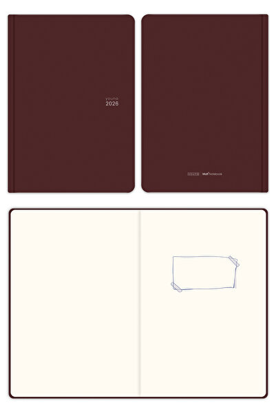 Matt Notebook Youna 2026 A5 дневник 15x21 cm - 12 месеца - вертикален дизайн - бордо