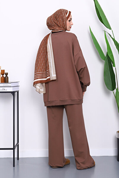 İmajButik Καφέ Σετ με δύο κλωστές Ov oversized με αντόλον