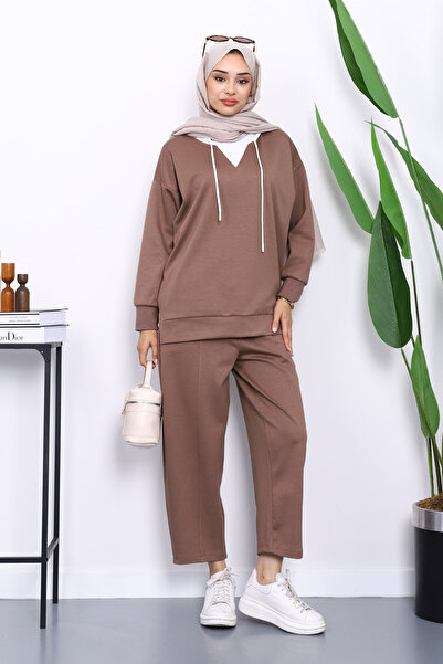 İmajButik Σετ παντελόνι με κουκούλα Koyuv Mink