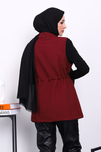 İmajButik Plum Zippered Quilted Vest
