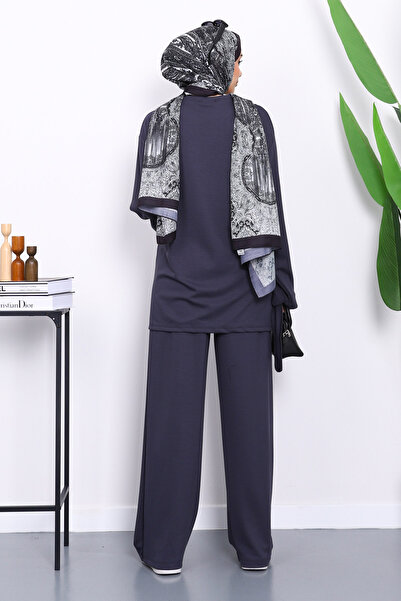 İmajButik Anthracite Side Belted Trouser Suit