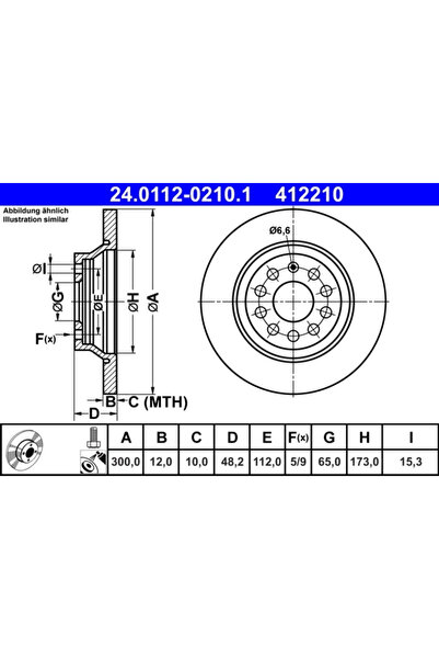 Ate Disc Frana Audi A3/Q3 Vw Golf 7