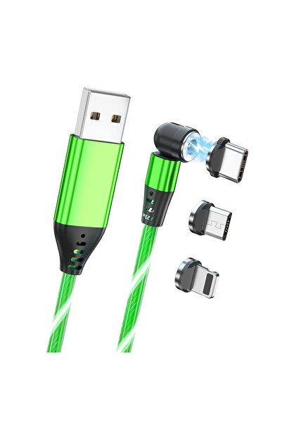 Other 540° Rotating Magnetic USB-C 3-in-1 Charging Cable with LED - 2m (6.5ft)