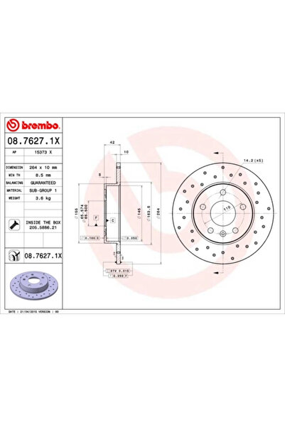 Brembo Set Discuri Frana Opel Astra G/Astra H/Meriva A Microbus Vauxhall Astr...
