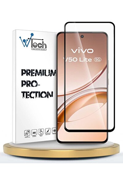 W-TEC واقي شاشة لهاتف Vivo V50 Lite 4G 2025 (زجاج مقسّى كامل التغطية من W-Tec...
