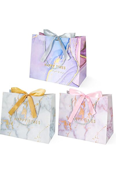 Generic YHOME 12PCS Paper Gift Bags, 25x20x12cm Party Favors Gift Bag, Colorful Marble Pattern Gift Bag, Po