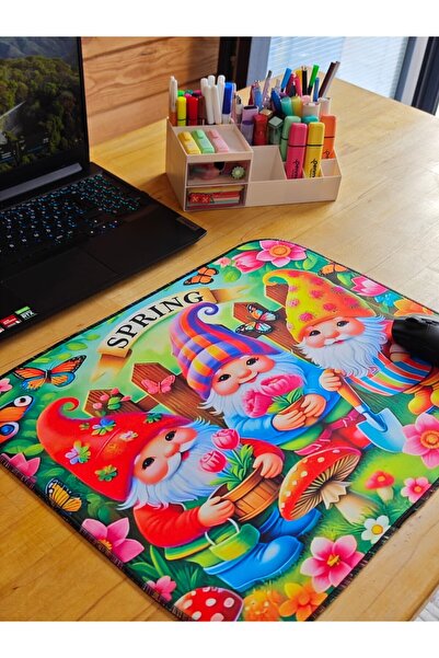 sgeteknoloji Sge Technology 55X45 cm 3 Cute Dwarf Anti-Slip Base Speed Surface Gamer Mouse Pad Gaming Pad