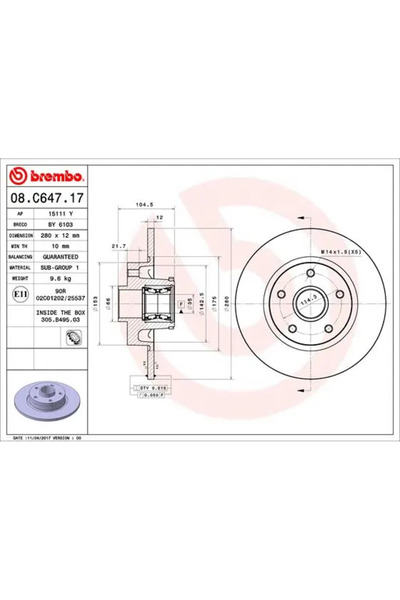 Brembo Спирачен диск Fiat Talento Bus/Talento Body/Talento Platform/Chassis O...