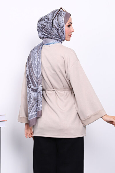 İmajButik Mink Side Slit Waist Drawstring Tunic