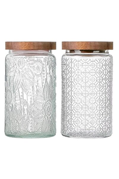 Generic Vintage Glass Jars with Wooden Lids, 2 Pack 34 oz Airtight Glass Food...