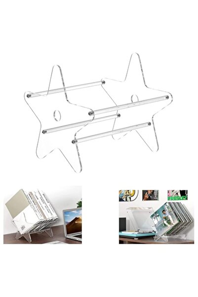 Generic Vinyl Record Storage Stand, Clear Acrylic & Metal Organizer for LP Al...