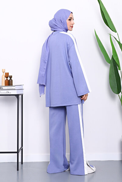 İmajButik Lila Color Block Tunic Trouser Suit