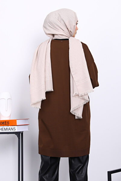 İmajButik Καφέ κρύο νήμα Mercerized Knitwear Tunic