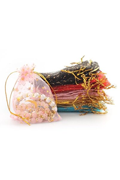 Generic Proxima Direct 50 PCS Organza Bags 9x12 cm Gift Goodie Bags Party Favors Pouches Shiny Star Moon Sh