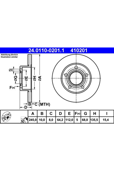 Ate Set Discuri Frana Audi 100 C4/A6 C4 1990-2008
