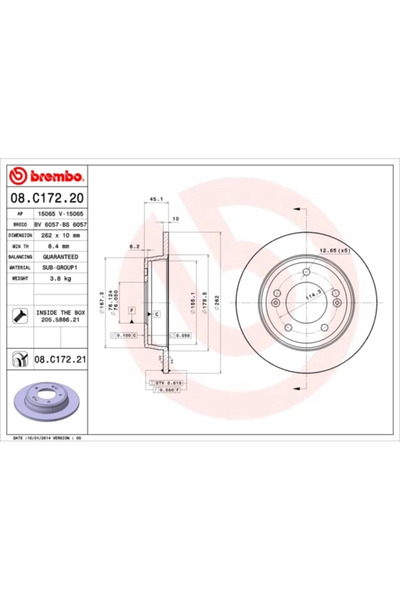 Brembo Set Discuri Frana Hyundai Elantra 5 Limuzina/Veloster/I30 Kia Cee'D/Ce...