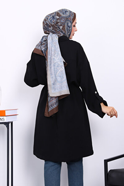 İmajButik Μαύρο καπέλο Gabria με διπλή τσέπη με ζώνη μέσης