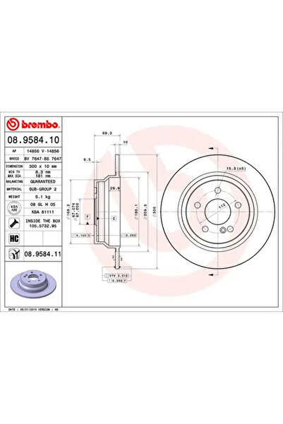 Brembo Disc Frana Mercedes-Benz Cls/E-Class Mercedes-Benz (Bbdc) E-Class