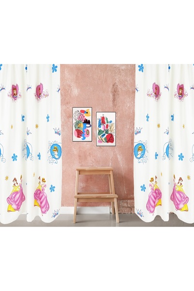 OEM Set of 2 curtains with drapes, 2x140x180 cm, princess pattern, multicolor