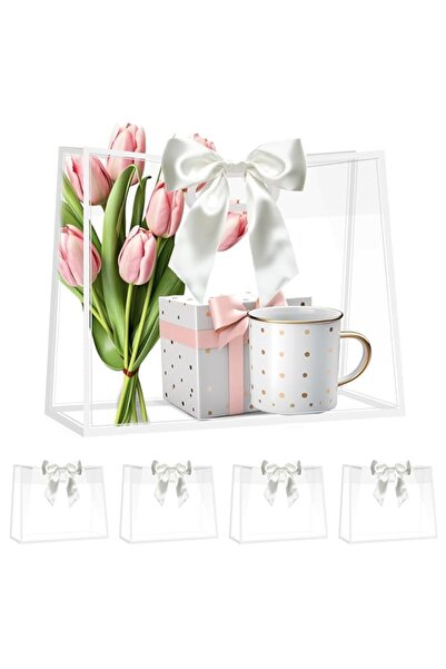 Generic 15Pcs Large Clear Gift Bags with Handles, 12 x 10 x 5 in PVC Transparent Reusable Party Favor Bags