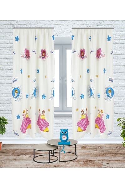 OEM Set of 2 curtains with drapes, 2x140x180 cm, princess pattern, multicolor