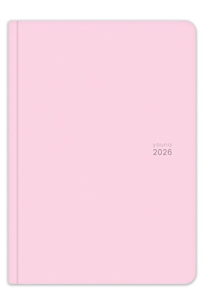 Matt Notebook Youna 2026 A5 Дневник 15x21 cm - 12 месеца - Вертикален дизайн – Розов