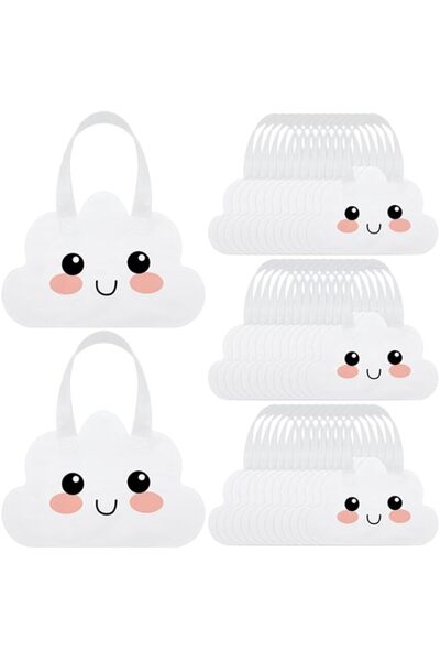 Generic 36 Pcs White Reusable Non Woven Tote Bags with Handles - Bulk Eco-Friendly Party Favor Gift Bags fo
