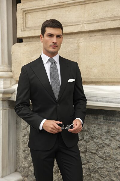 AEK FIORE Erkek Siyah Klasik Takım Elbise