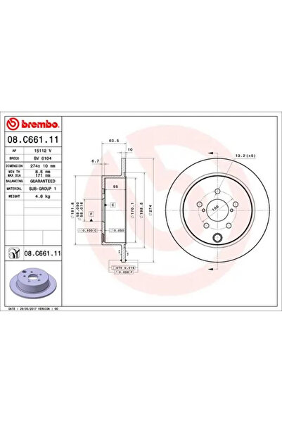 Brembo Спирачен диск Subaru Forester/Impreza/XV