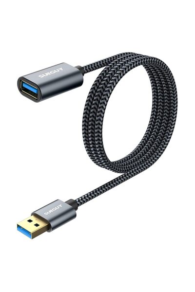 SUNGUY USB 3.0 Extension Cable, A Male to Female, 1m (3ft), 5 Gbps, Gray