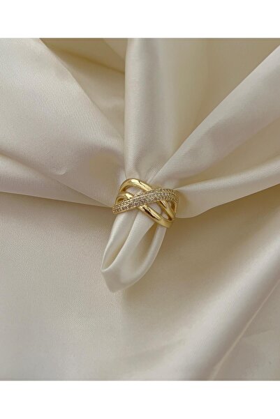 Goche خاتم قابل للتعديل بتصميم كروس إكس مرصع بحجر الزركون عالي الجودة