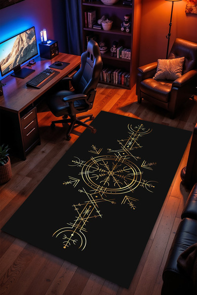 Charmbi Viking Mitoloji Desenli Kaymaz Taban Makinede Yıkanabilir Gaming Oyun...