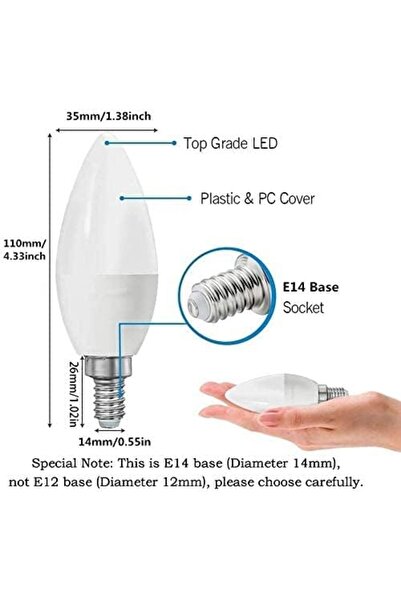 QUANTA LED CANDLE LAMP E14 8W (Warm white)