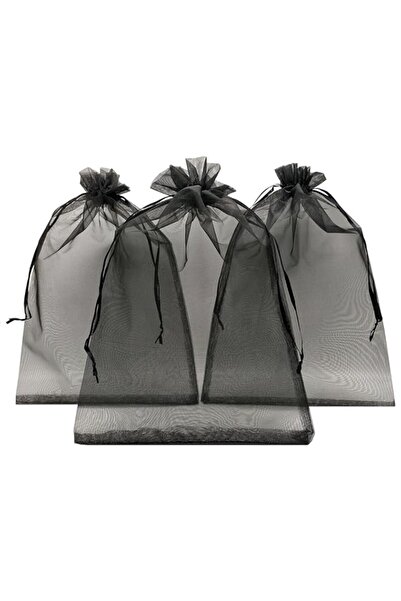 Generic Ankirol 100pcs Sheer Organza Favor Bags 8 X 12 Large Organza Drawstring Bags (black)