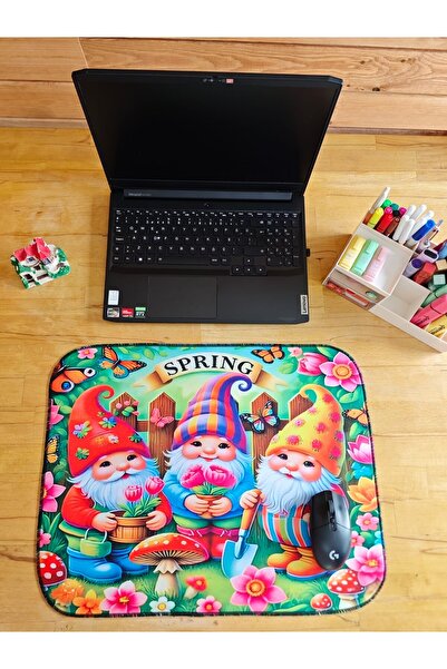 sgeteknoloji Sge Technology 55X45 cm 3 Cute Dwarf Anti-Slip Base Speed Surface Gamer Mouse Pad Gaming Pad