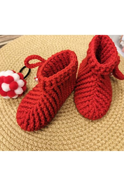 ki Pearl-Embellished Hand-Knitted Baby Booties |   Soft and Warm