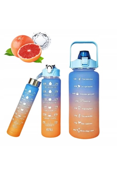 Other Zestaw 3 bidonów BUTELKA MOTYWACYJNA z miarką Bidon motywacyjny do wody