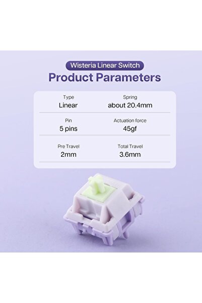 Epomaker Wisteria 39gf Linear Mechanical Keyboard Switches Set, 30pcs, 5-pin, Factory Lubed